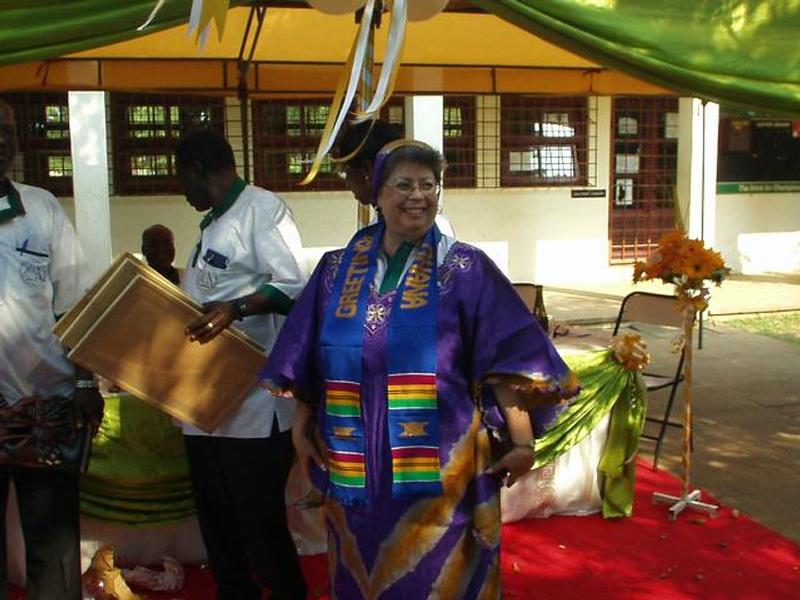 Wearing African dress received as gift